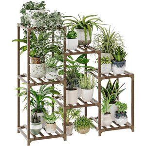 Plant Stand Indoor Plant Shelf Outdoor Wood Plant Rack for Multiple
